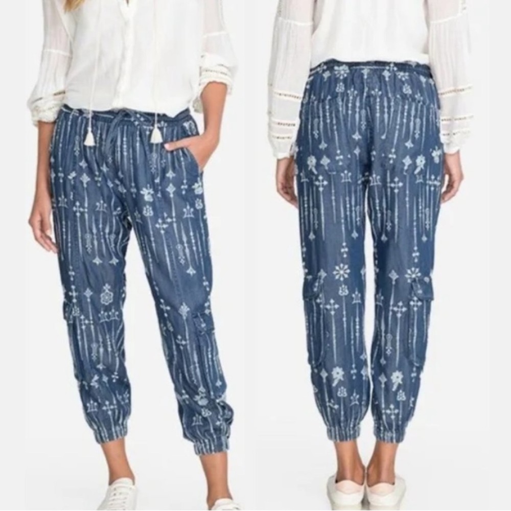 Johnny Was Vera Cargo Denim Jogger Pants Jeans Small